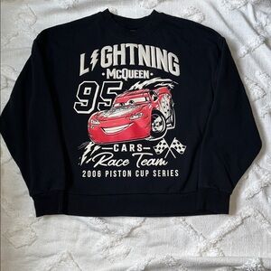Disneys Pixar Cars Lightning McQueen Crewneck Sweatshirt Women’s Size M Black